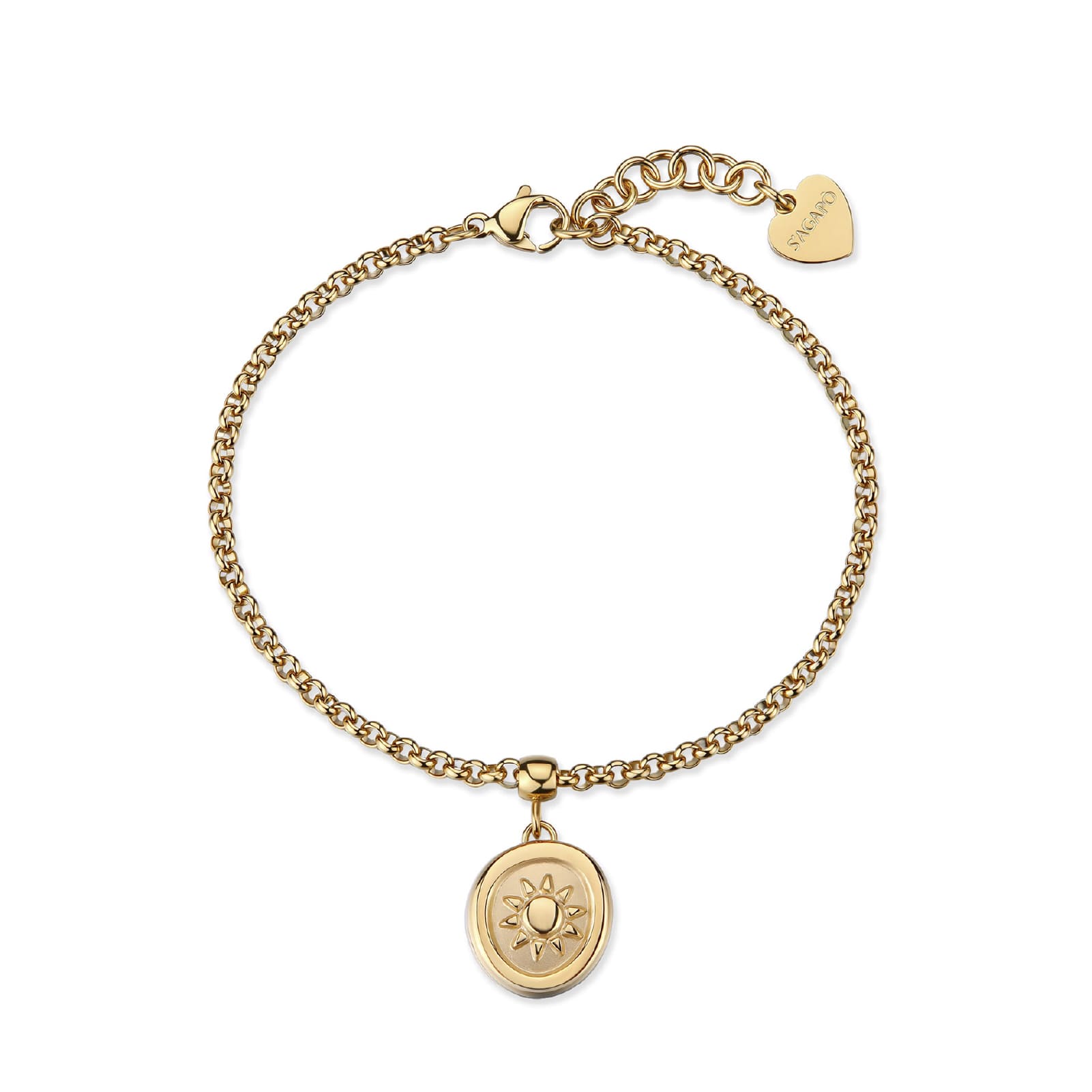 Bracciale S'agapõ Feelings acciaio finitura pvd oro con sole 18,5 cm