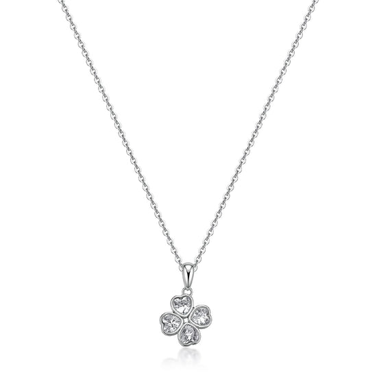 Collana S'Agapo Feelings in acciaio zirconi quadrifoglio MISURA UNICA