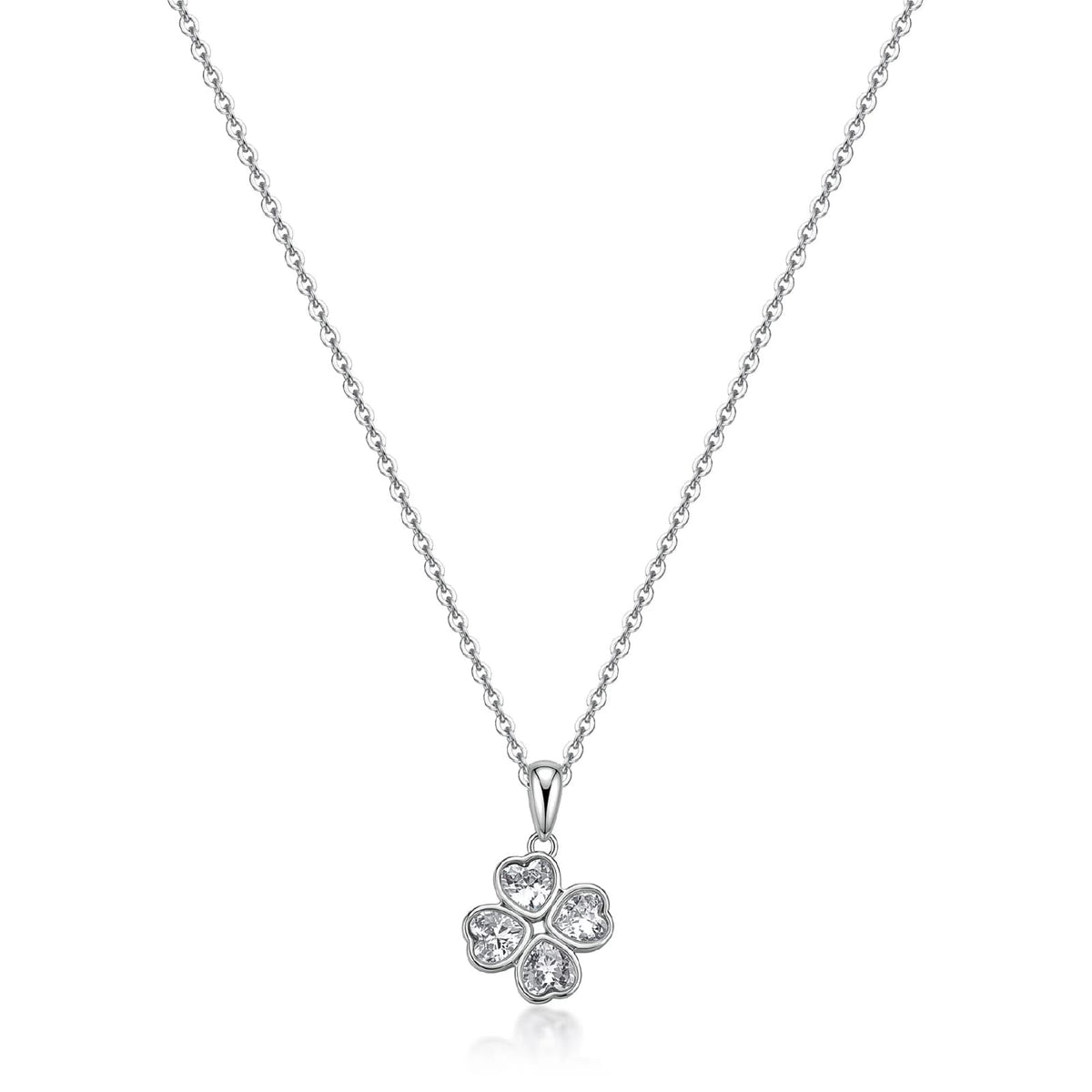 Collana S'Agapo Feelings in acciaio zirconi quadrifoglio MISURA UNICA