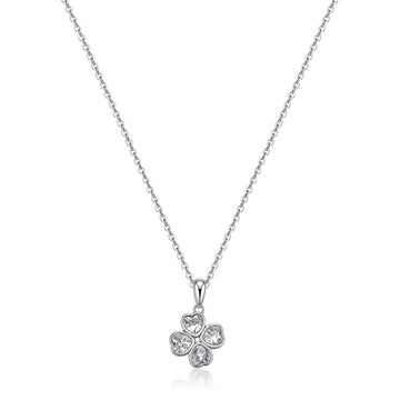 Collana S'Agapo Feelings in acciaio zirconi quadrifoglio MISURA UNICA