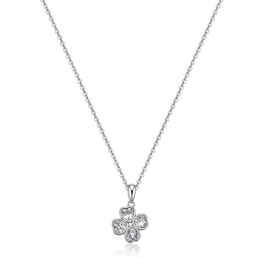 Collana S'Agapo Feelings in acciaio zirconi quadrifoglio MISURA UNICA