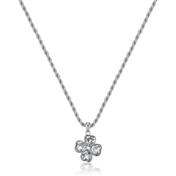 Collana catena S'Agapò Feelings acciaio zirconi quadrifoglio MISURA UNICA
