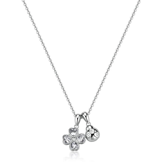 Collana catena S'Agapò Feelings acciaio zirconi coccinella MISURA UNICA