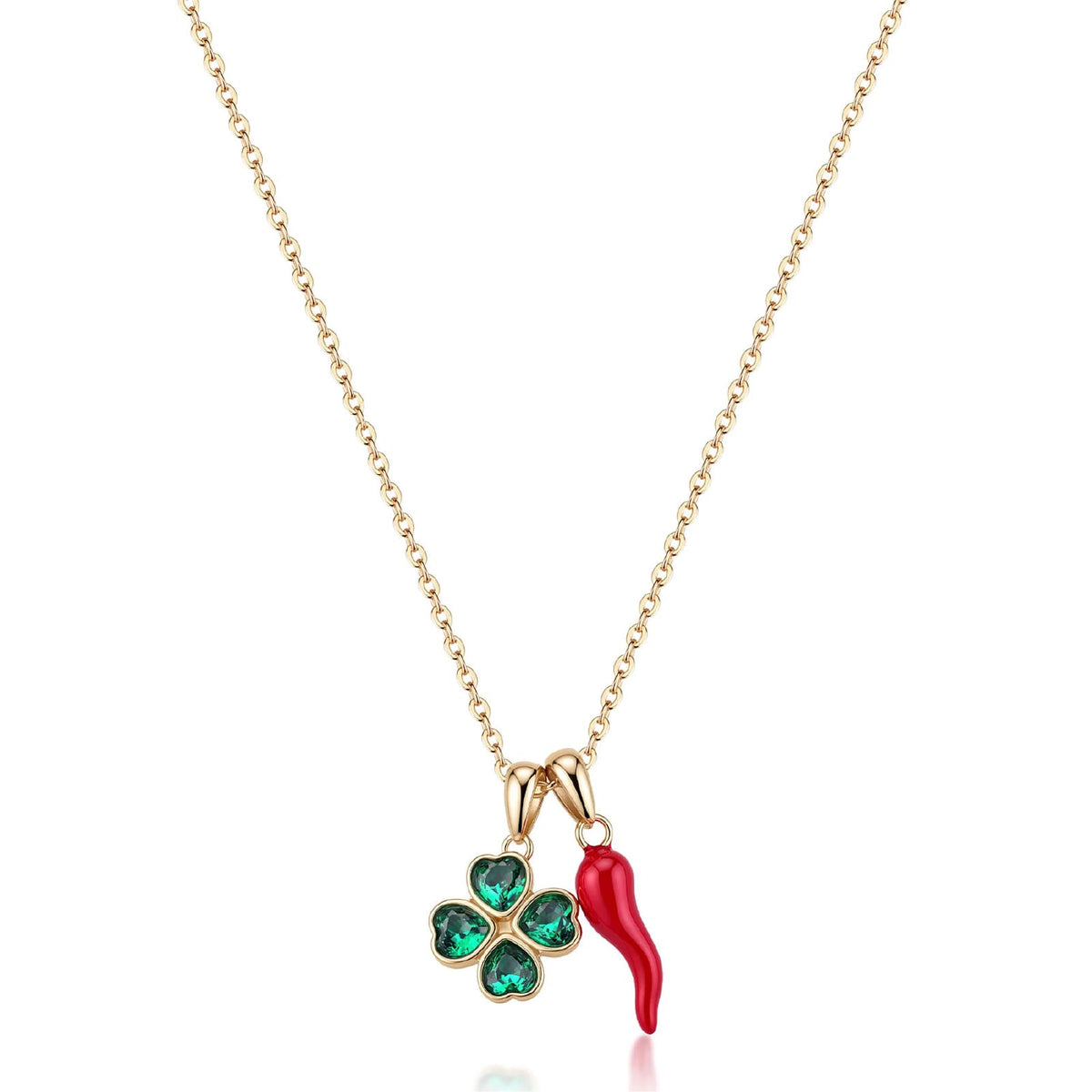 Collana S'Agapo Feelings in acciaio pvd oro e zirconi verdi MISURA UNICA