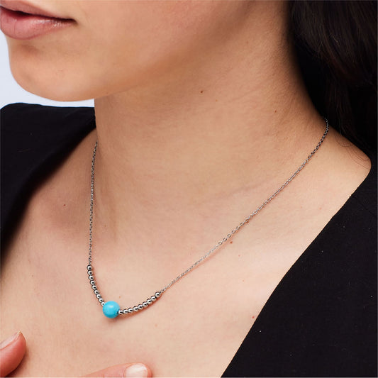 Collana girocollo S'agapõ acciaio sfera in pasta di turchese MISURA UNICA