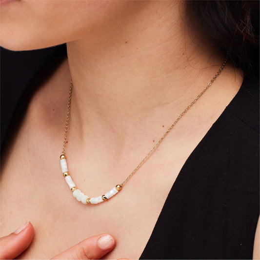 Collana S'agapõ acciaio dorato con elementi in madreperla MISURA UNICA