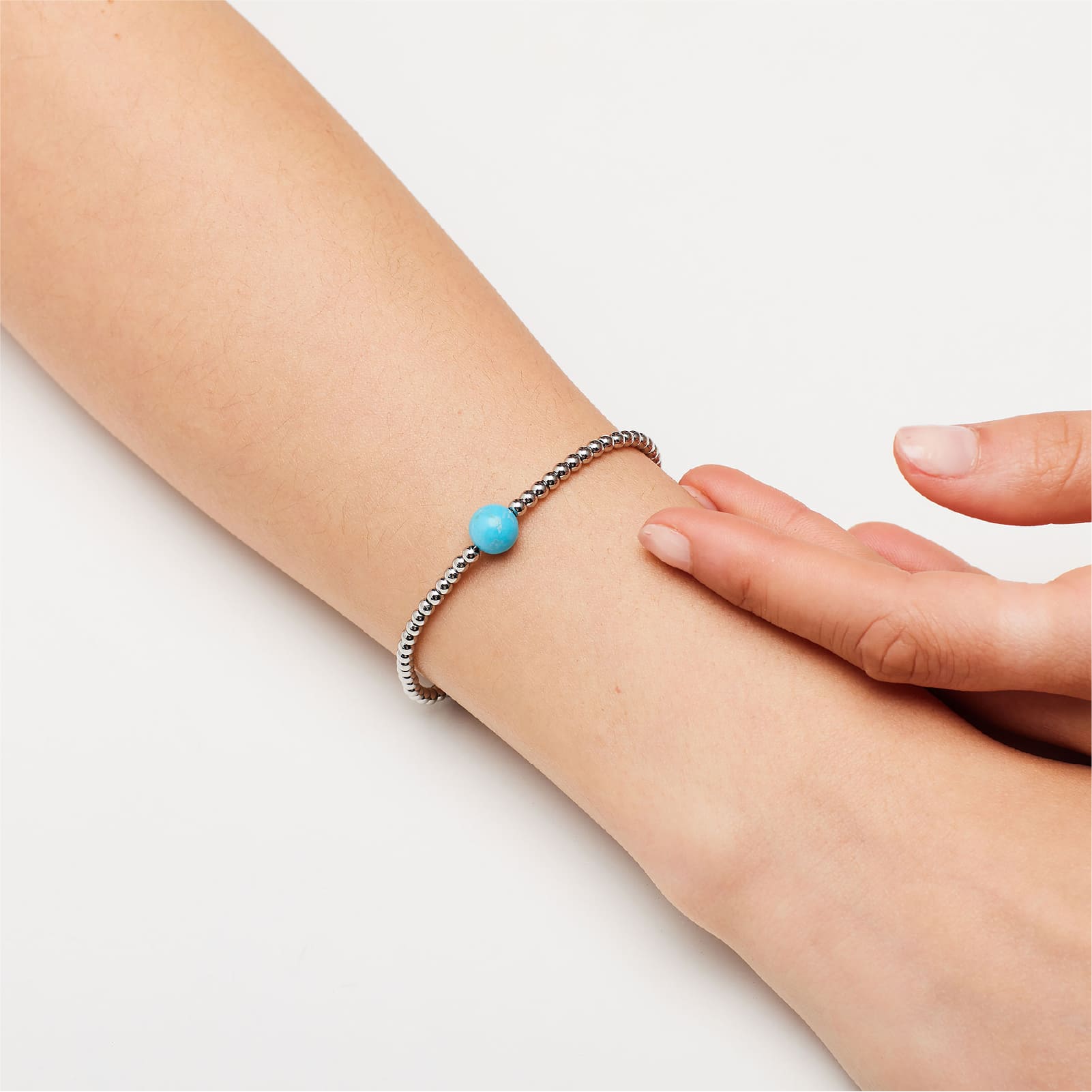 Bracciale catena S'agapõ acciaio sfera in pasta di turchese 18,5 cm