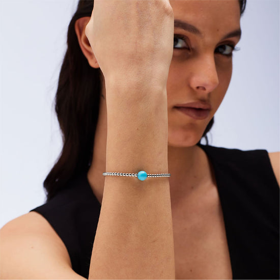 Bracciale catena S'agapõ acciaio sfera in pasta di turchese 18,5 cm