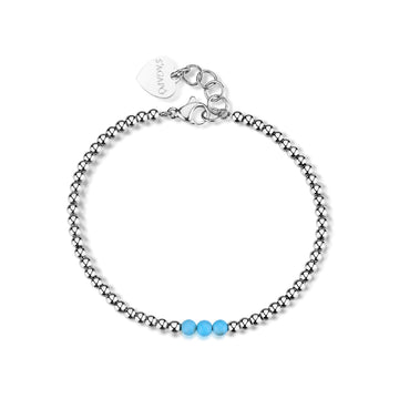 Bracciale catena S'agapõ acciaio sfere in pasta di turchese 18,5 cm