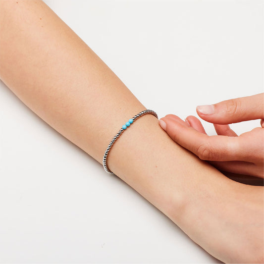 Bracciale catena S'agapõ acciaio sfere in pasta di turchese 18,5 cm