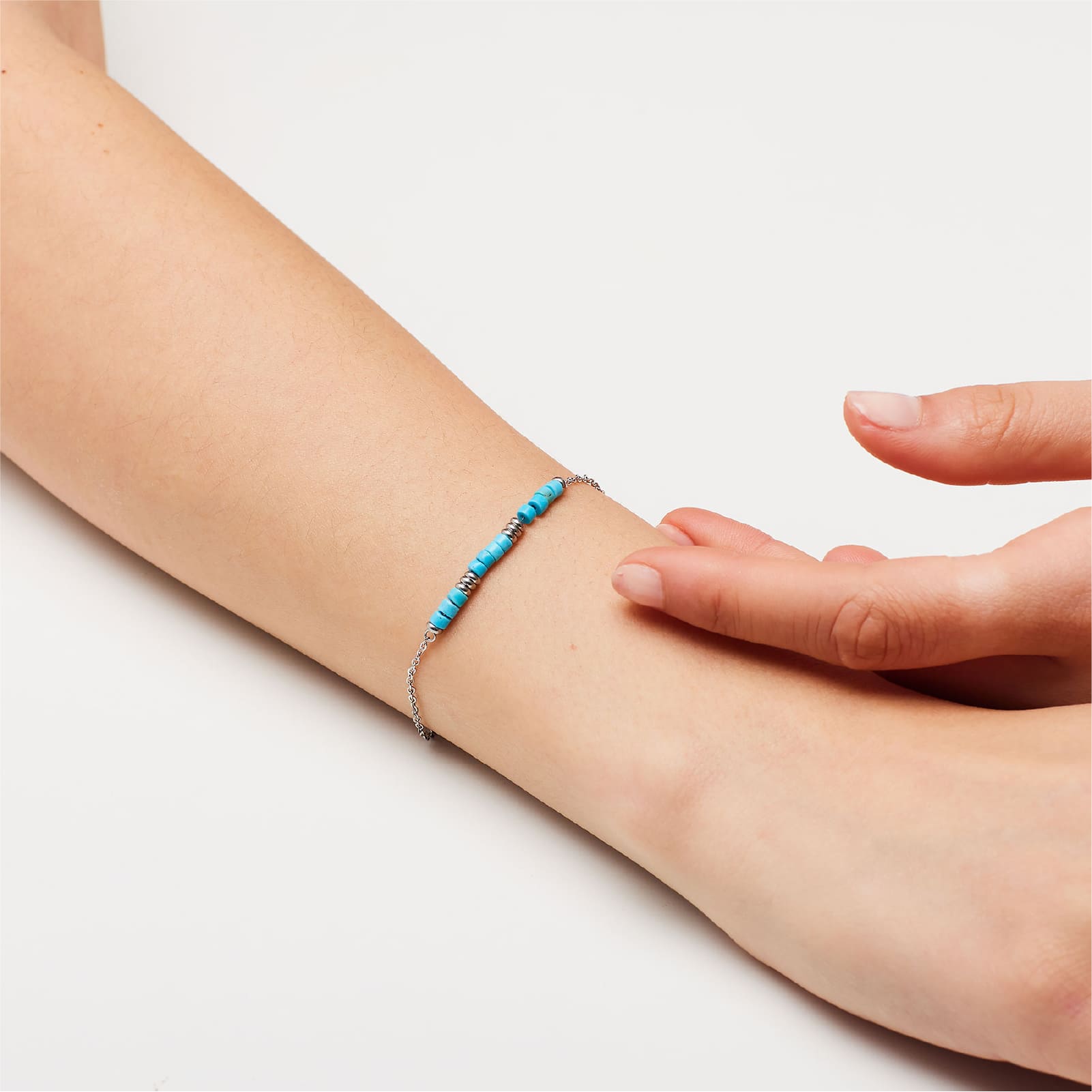Bracciale S'agapõ acciaio con elementi in pasta di turchese 18,5 cm