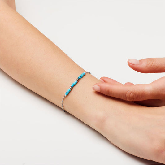 Bracciale S'agapõ acciaio con elementi in pasta di turchese 18,5 cm