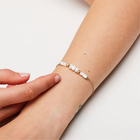 Bracciale S'agapõ acciaio dorato con elementi in madreperla 18,5 cm