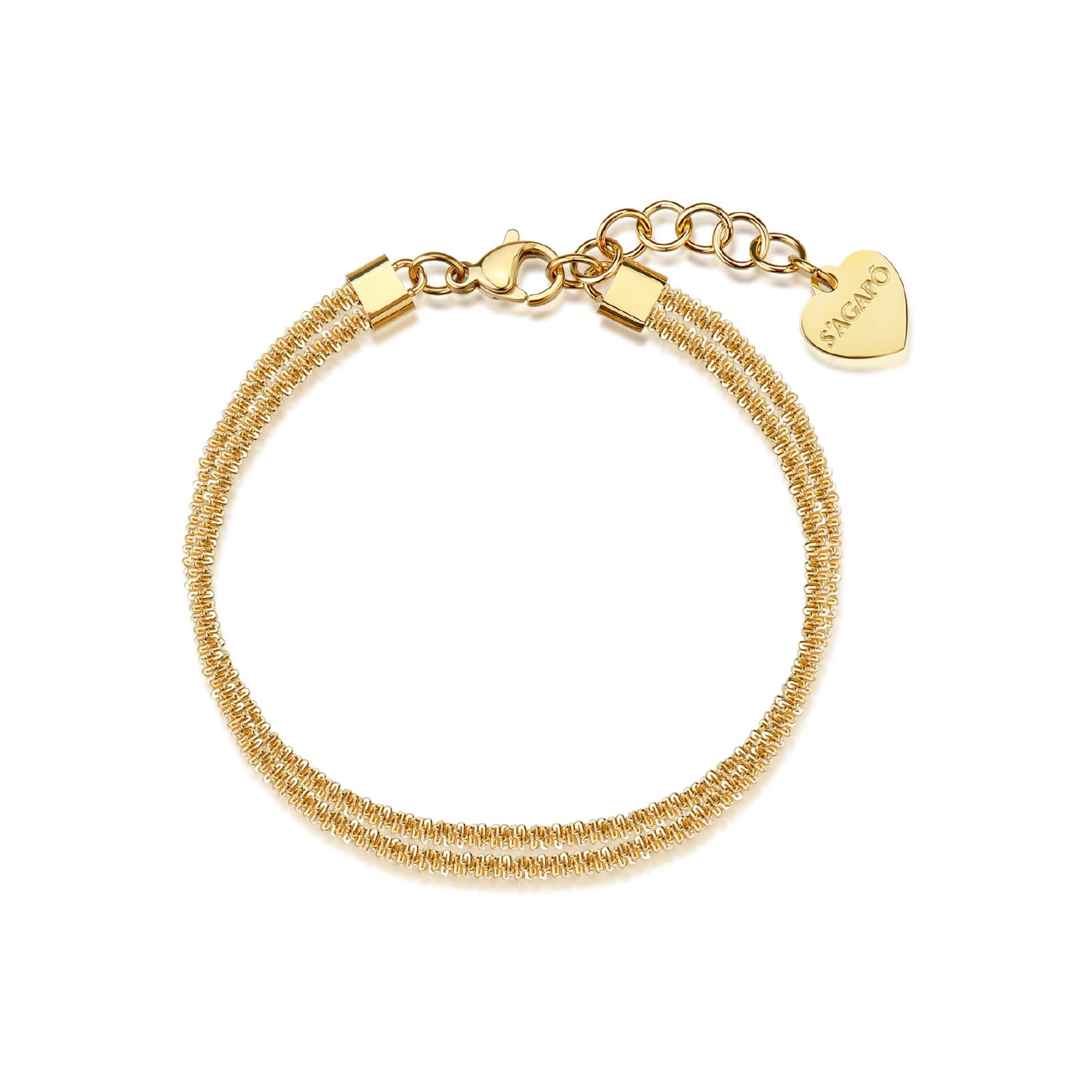 Bracciale catena multifilo S'agapõ in acciaio dorato 18,5 cm