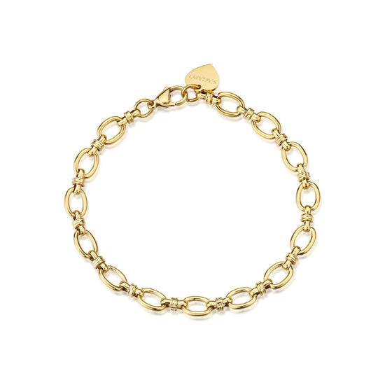 Bracciale catena a maglie ovali S'agapõ in acciaio oro 18,5 cm