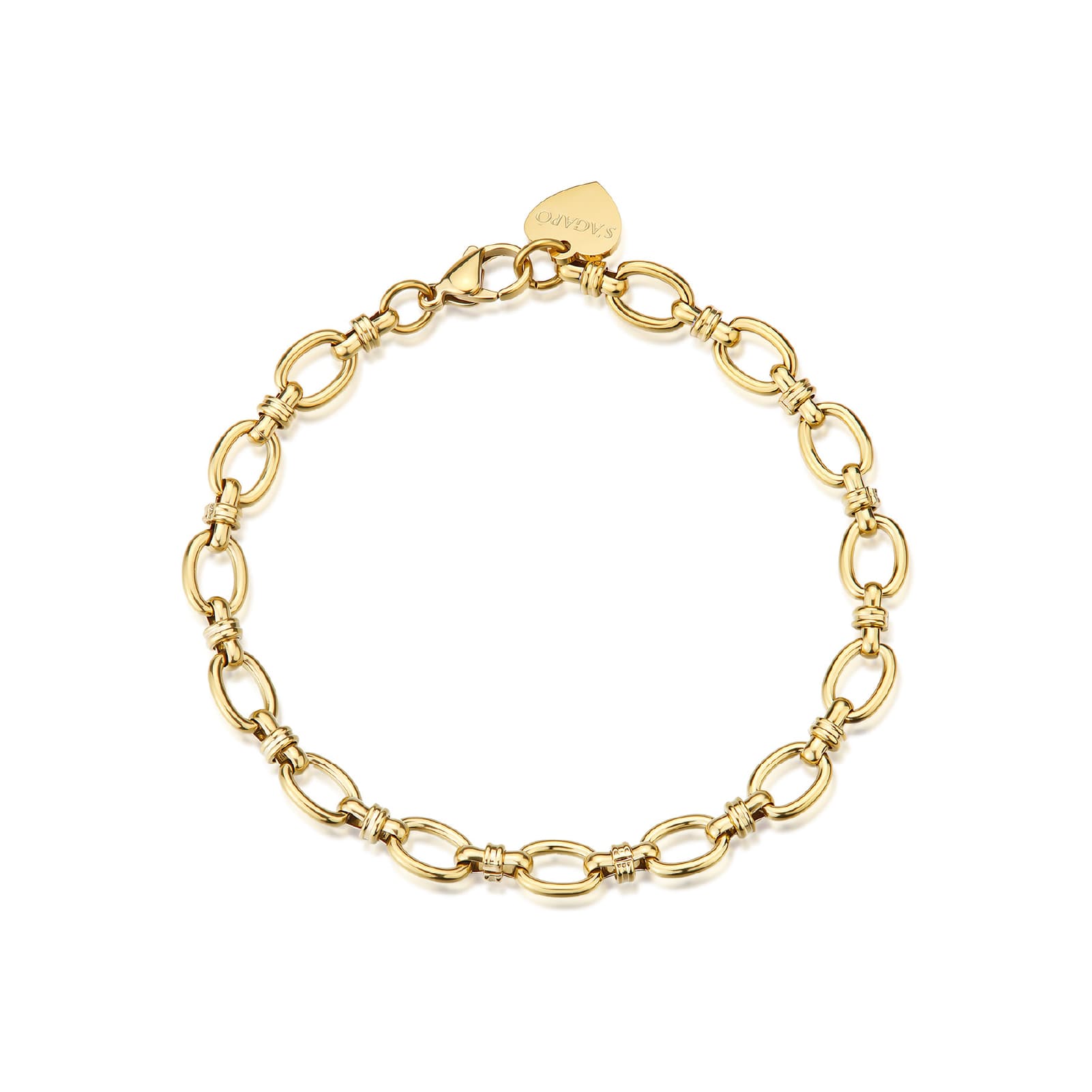 Bracciale catena a maglie ovali S'agapõ in acciaio oro 18,5 cm