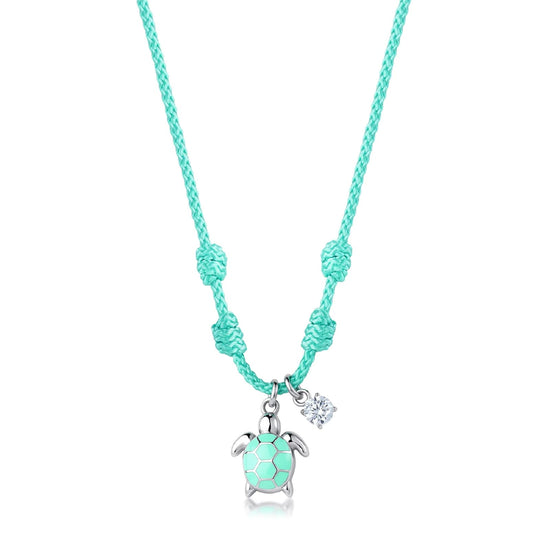 Collana chocker S'agapõ cordino azzurro e pendente tartaruga MISURA UNICA
