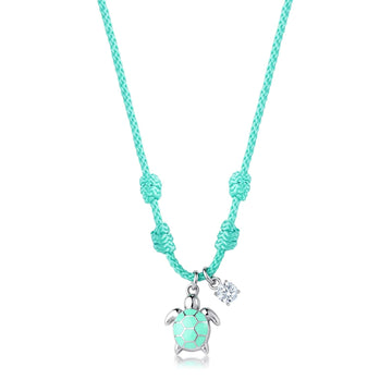 Collana chocker S'agapõ cordino azzurro e pendente tartaruga MISURA UNICA
