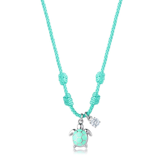 Collana chocker S'agapõ cordino azzurro e pendente tartaruga MISURA UNICA
