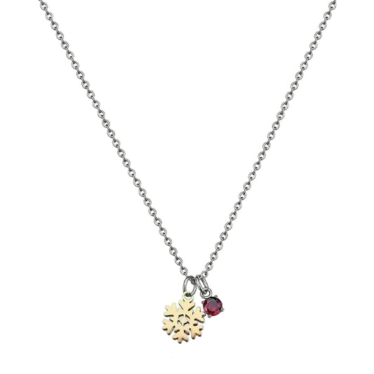 Collana catena S'Agapò Joyful in acciaio cristallo fiocco neve MISURA UNICA