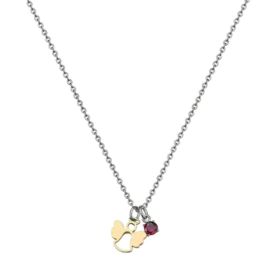 Collana catena S'Agapò Joyful in acciaio cristallo angelo MISURA UNICA