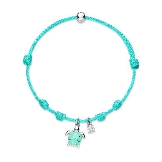 Bracciale S'agapõ cordino azzurro e pendente tartaruga REGOLABILE