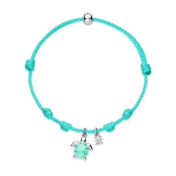 Bracciale S'agapõ cordino azzurro e pendente tartaruga REGOLABILE