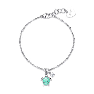 Bracciale catena S'agapõ in acciaio tartaruga e cristallo 18,5 cm