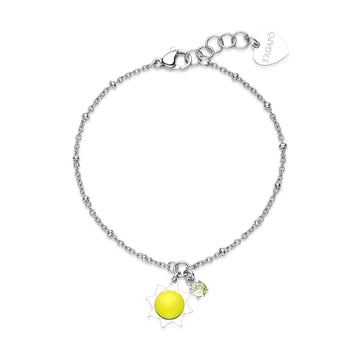 Bracciale catena S'agapõ in acciaio sole giallo e cristallo 18,5 cm