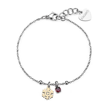 Bracciale catena S'Agapò Joyful in acciaio cristallo fiocco neve 18,5 cm