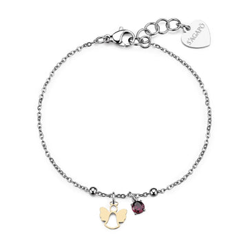 Bracciale catena S'Agapò Joyful in acciaio cristallo angelo 18,5 cm