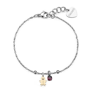 Bracciale catena S'Agapò Joyful in acciaio cristallo pan zenzero 18,5 cm