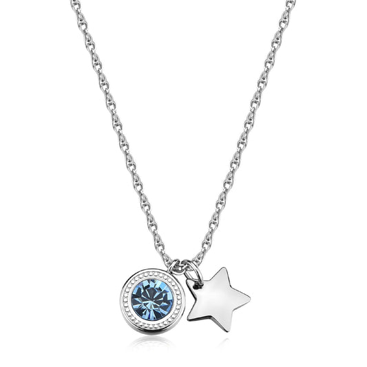 Collana S'agapõ Lucky Light con cristallo azzurro e stella MISURA UNICA