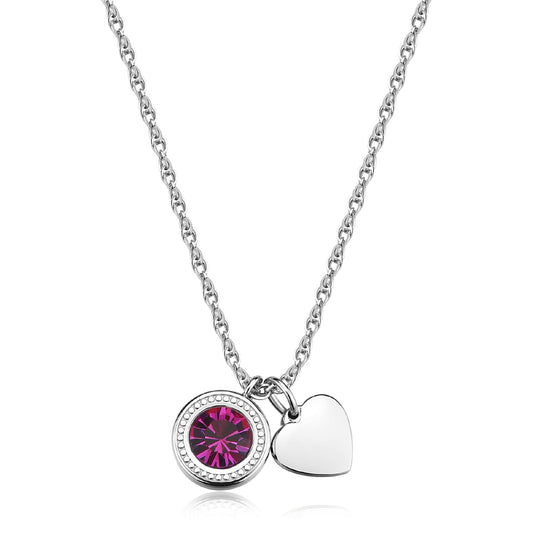 Collana S'agapõ Lucky Light con cristallo fucsia e cuore MISURA UNICA