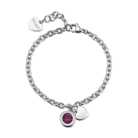 Bracciale  S'agapõ Lucky Light con cristallo viola e cuore 18,5 cm