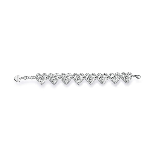 Bracciale catena S'Agapò Emotion in acciaio martellato cuori 18,5 cm