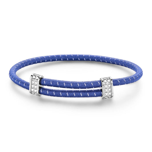 Bracciale S'agapõ in cordino blu con dettagli in acciaio elastico