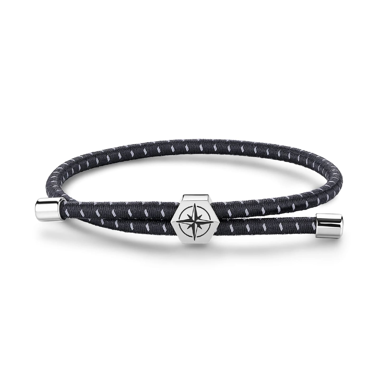 Bracciale S'agapõ in cordino nero e rosa dei venti centrale elastico
