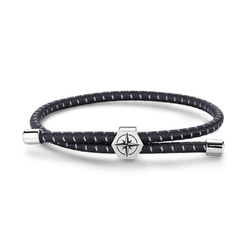 Bracciale S'agapõ in cordino nero e rosa dei venti centrale elastico