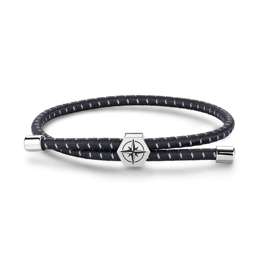 Bracciale S'agapõ in cordino nero e rosa dei venti centrale elastico