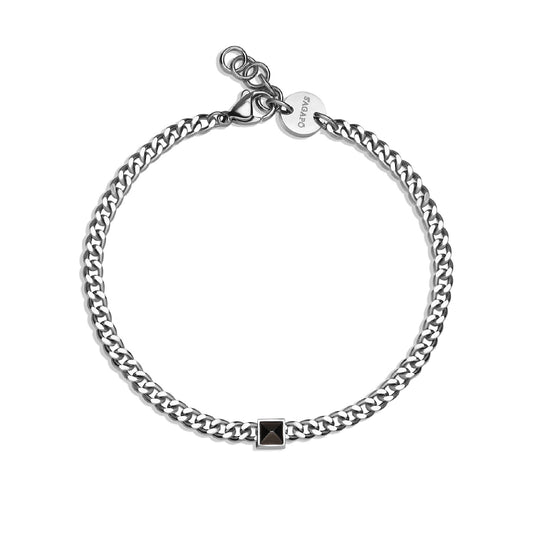 Bracciale da uomo S'agapõ acciaio con punto luce zircone nero 21 cm
