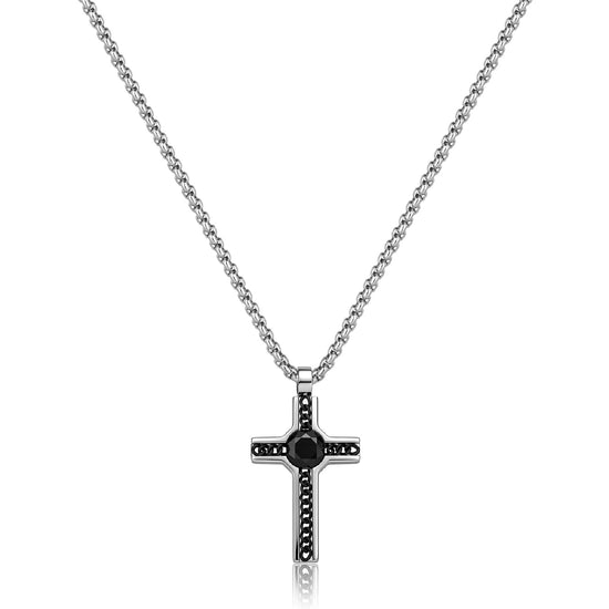 Collana catena S'Agapò Proud in acciaio e cristalli croce MISURA UNICA