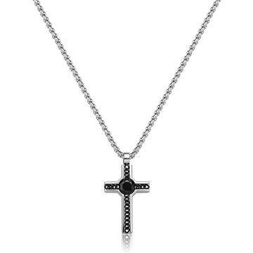 Collana catena S'Agapò Proud in acciaio e cristalli croce MISURA UNICA