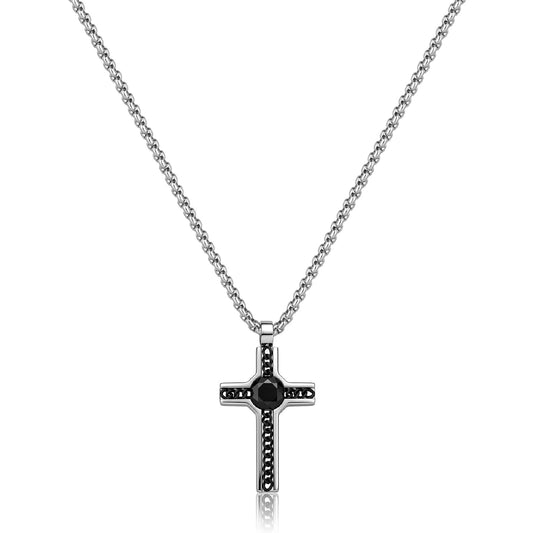 Collana catena S'Agapò Proud in acciaio e cristalli croce MISURA UNICA