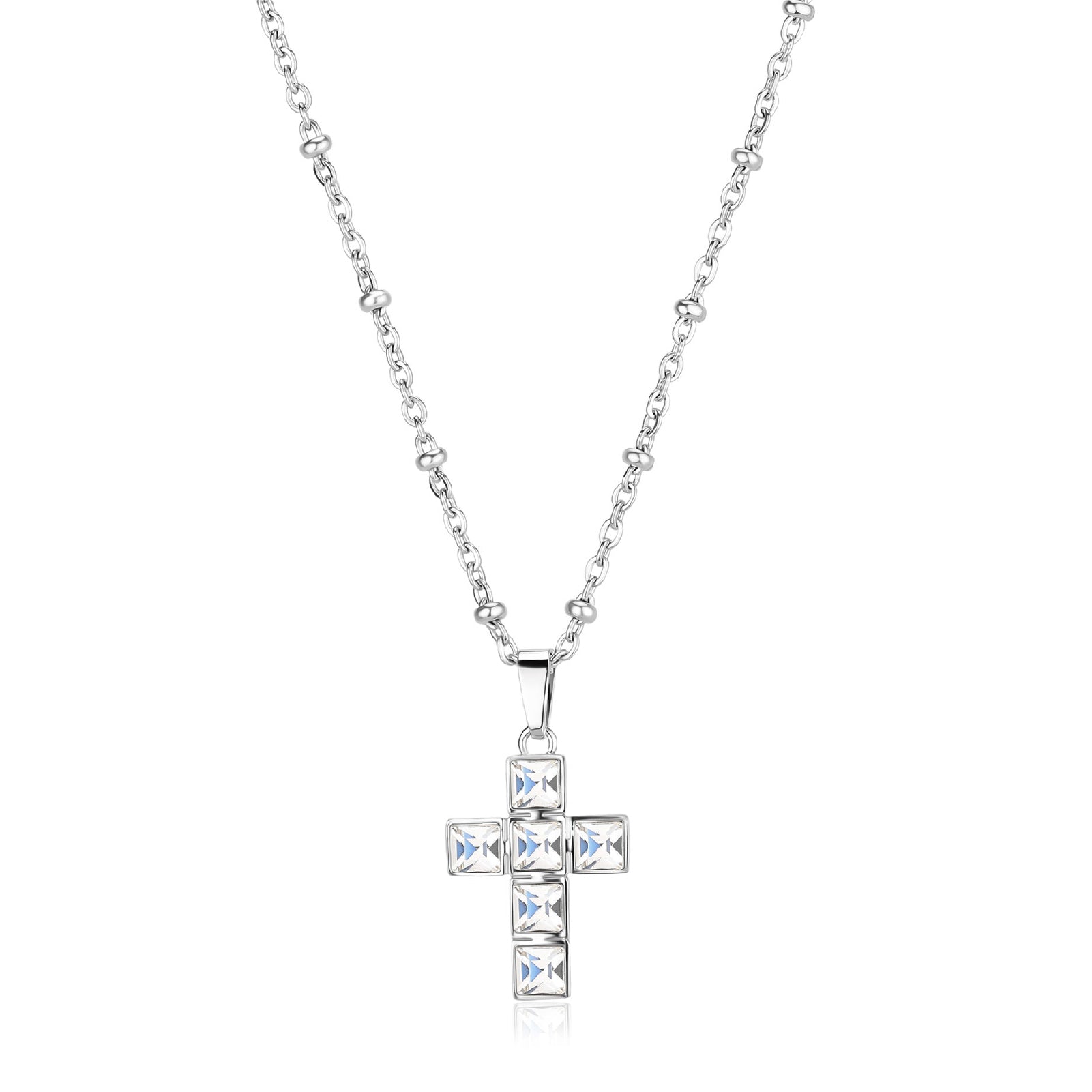 Collana girocollo donna S'agapõ acciaio con croce e cristalli MISURA UNICA