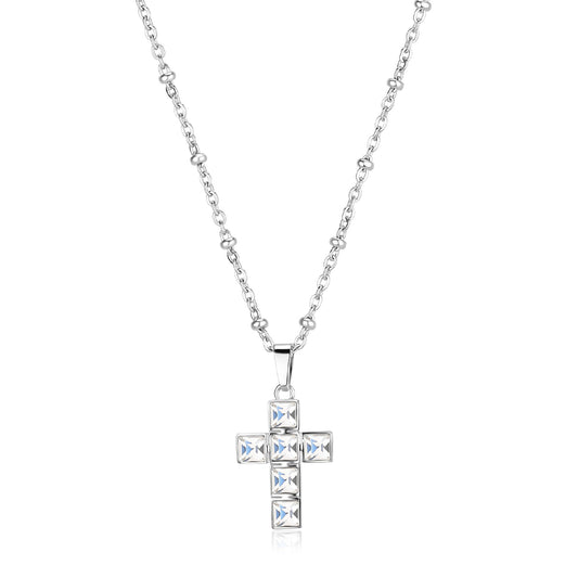 Collana girocollo donna S'agapõ acciaio con croce e cristalli MISURA UNICA