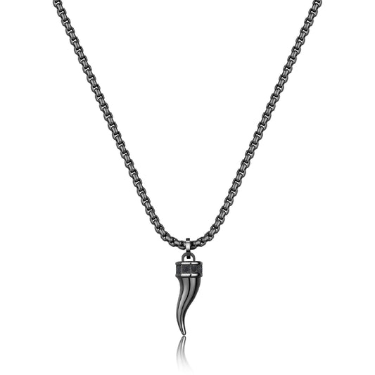 Collana S'agapõ Rouge con finitura pvd rutenio con cornetto MISURA UNICA