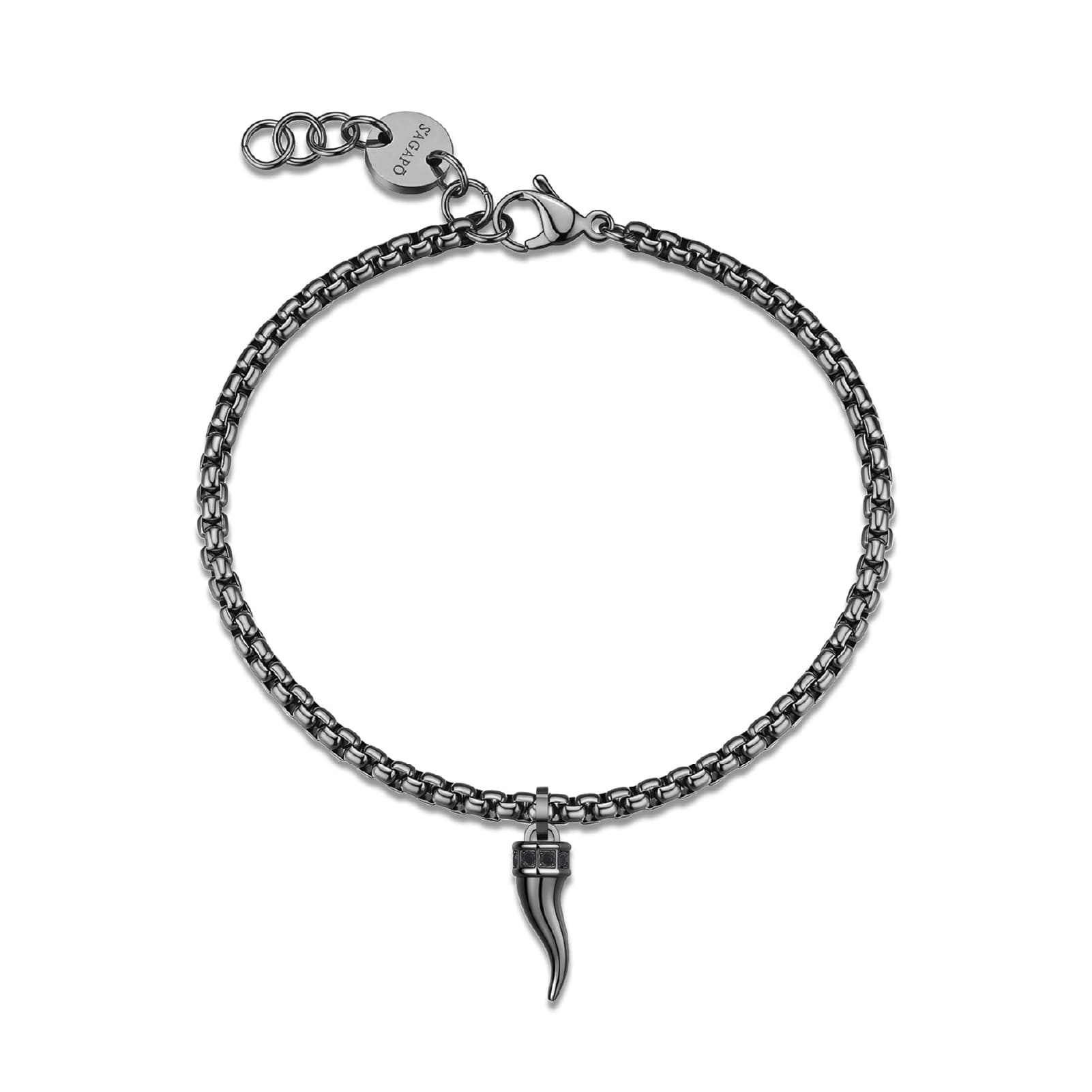 Bracciale  S'agapõ Rouge acciaio e pvd rutenio con cornetto 21 cm