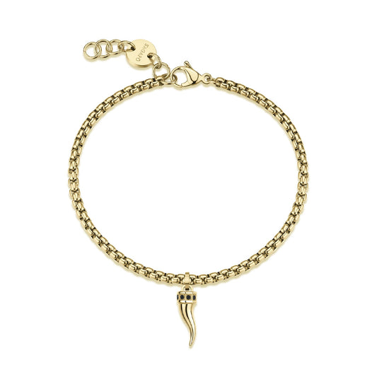 Bracciale  S'agapõ Rouge acciaio e pvd oro 14K con cornetto 21 cm