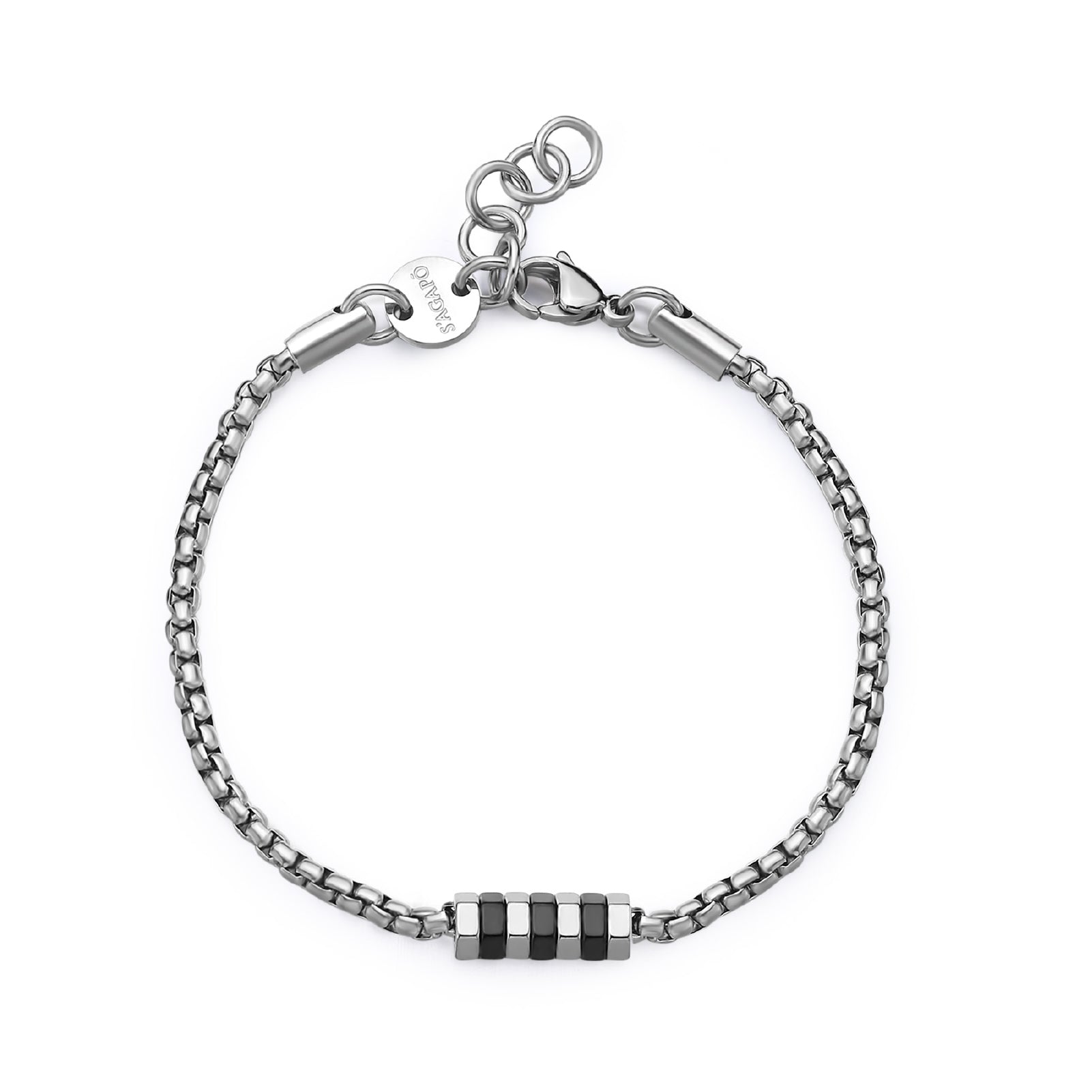 Bracciale S'agapõ in acciaio 316L e pvd nero da uomo SA.SRP80